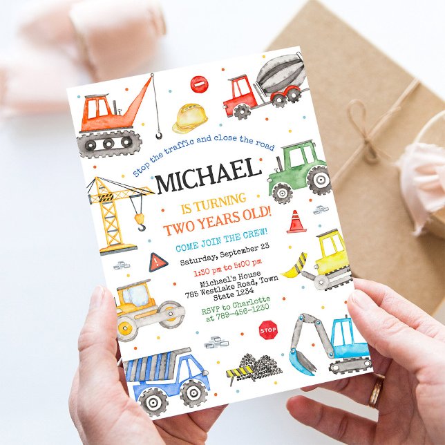 Convite de aniversário de construção (Criador carregado)