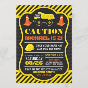 Convite de aniversário de construção com envelopes