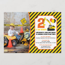 Convite de aniversário de construção com foto