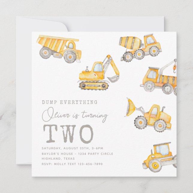 Convite de aniversário de construção | Construção (Frente)