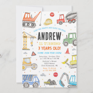 Convite de Aniversário de Construção Moderna