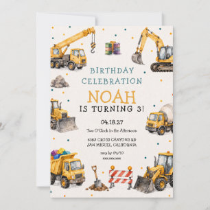 Convite de Aniversário de Construção para Meninos
