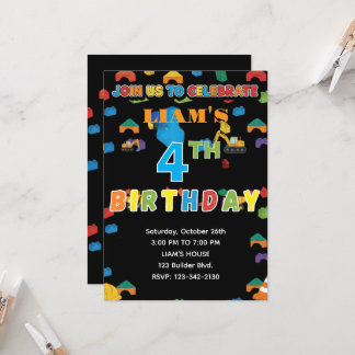 Convite de Aniversário de Construção Personalizáve