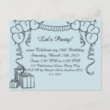 Convite de Aniversário de Contorno Simples