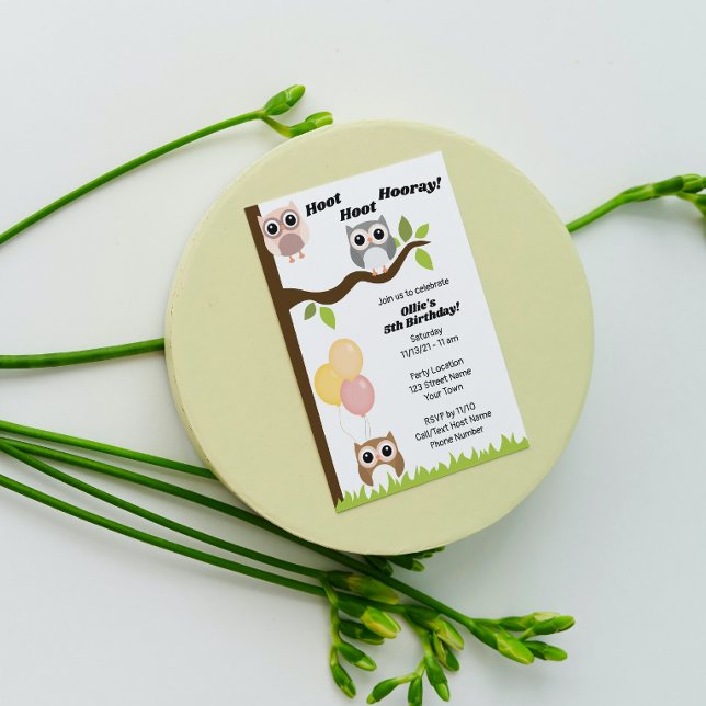 Convite de Aniversário de Coruja Fofa (Criador carregado)