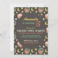 Convite de aniversário de Coruja Noturna para Cria