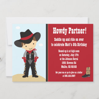 Convite de aniversário de cowboy