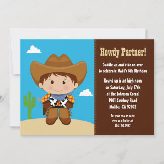 Convite de aniversário de cowboy