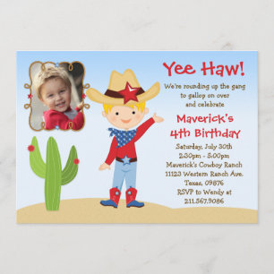 Convite de aniversário de cowboy Ocidental