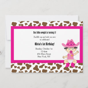 Convite de aniversário de Cowgirl (Asiática)
