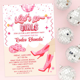 Convite de Aniversário de Cowgirl Disco Adulto