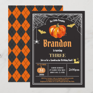 Convite de aniversário de criança de Halloween. 