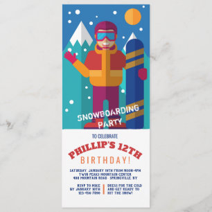 Convite de Aniversário de Criança de Snowboard