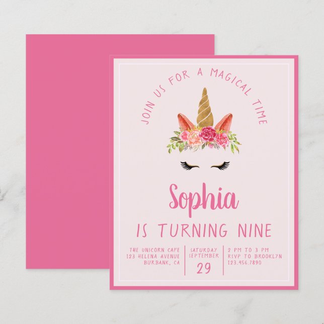 Convite de Aniversário de Criança para Festa Unicó (Frente/Verso)