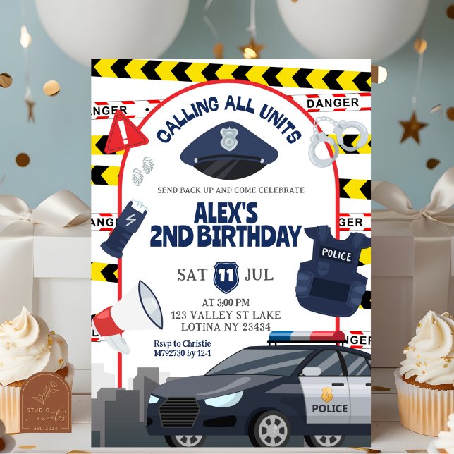 Convite de aniversário de criança policial (Criador carregado)