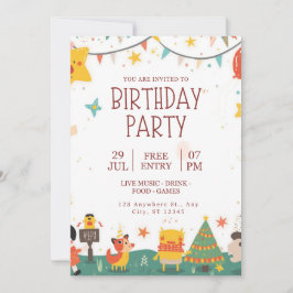 Convite de Aniversário de Crianças — Animais Capri