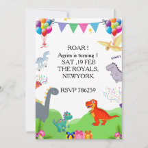 Convite de Aniversário de Crianças com Dinossauro 