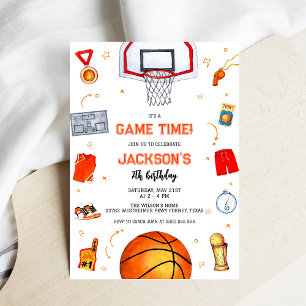 Convite de Aniversário de Crianças de Basquetebol 
