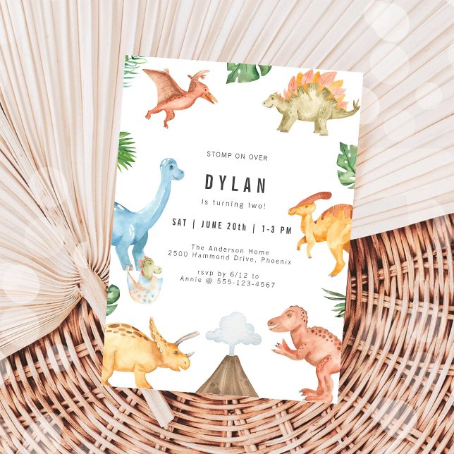 Convite de Aniversário de Crianças Dinossauros (Criador carregado)