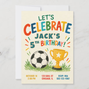 Convite de Aniversário de Crianças Esportes Futebo
