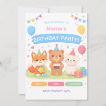 Convite de Aniversário de Crianças Fofo | Nascimen