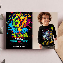 Convite de Aniversário de Crianças Graffiti Seis S
