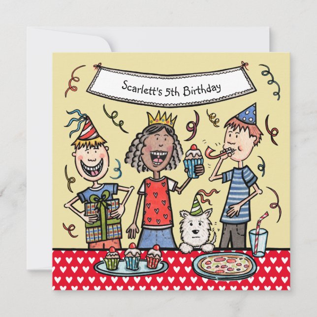 Convite de aniversário de Crianças Personalizadas (Frente)