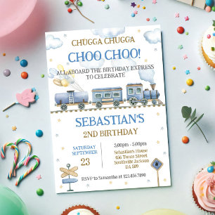 Convite de Aniversário de Crianças Trem de Brinque
