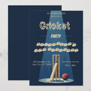 Convite de Aniversário de Críquete Esportes
