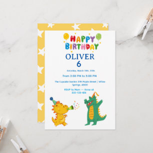 Convite de Aniversário de Crocodilo & Hipopótamo