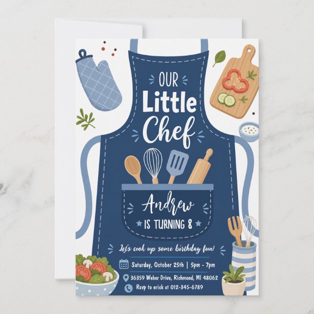 Convite de Aniversário de Culinária Personalizado (Frente)