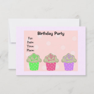 Convite de Aniversário de Cupcake Coberta com Glac