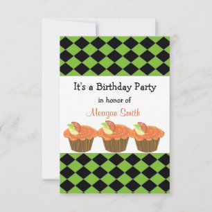 Convite de Aniversário de Cupcake Laranja