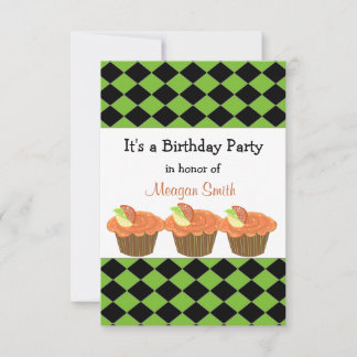 Convite de Aniversário de Cupcake Laranja