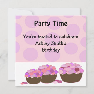 Convite de Aniversário de Cupcake Smartie
