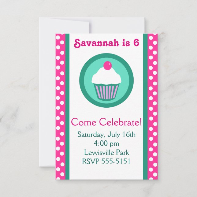 Convite de aniversário de Cupcakes (Frente)