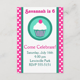 Convite de aniversário de Cupcakes