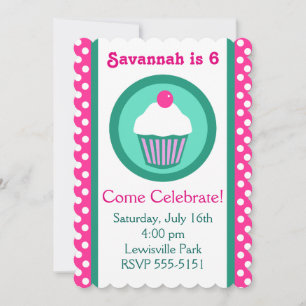 convite de aniversário de cupcakes