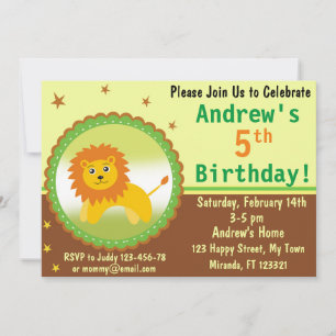 Convite de aniversário de Cute Lion