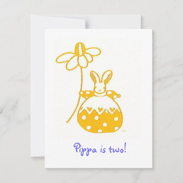 Convite de aniversário de Daisy Bunny Amarelo (Frente)