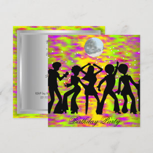 Convite de Aniversário de Dança Disco azul-turques