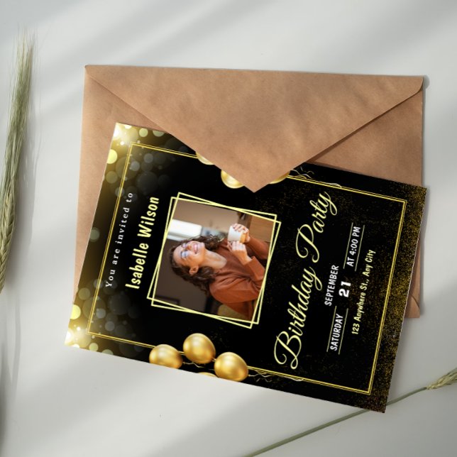 Convite de Aniversário de Data Marcante com Folha  (Criador carregado)