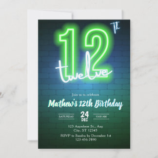 Convite de aniversário de décimo segundo aniversár