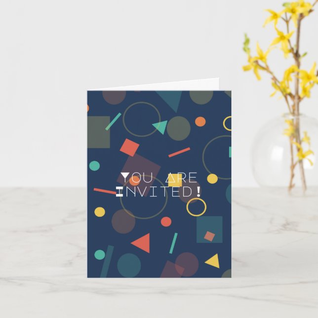 Convite de Aniversário de Desenho Geométrico Popul (Flor Amarela)