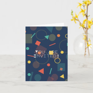 Convite de Aniversário de design Geométrico Popula