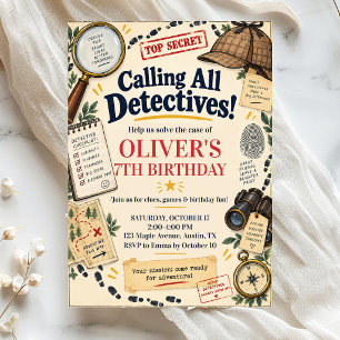 Convite de Aniversário de Detetive