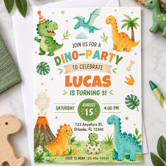 Convite de Aniversário de Dinossauro