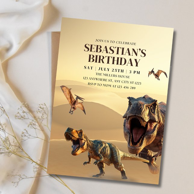 Convite de Aniversário de Dinossauro, Aniversário  (Criador carregado)