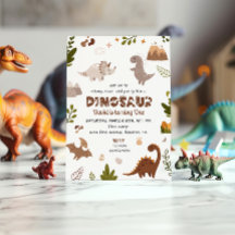 Convite de Aniversário de Dinossauro Aquarela Beig
