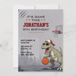 Convite de Aniversário de Dinossauro de Basquetebo